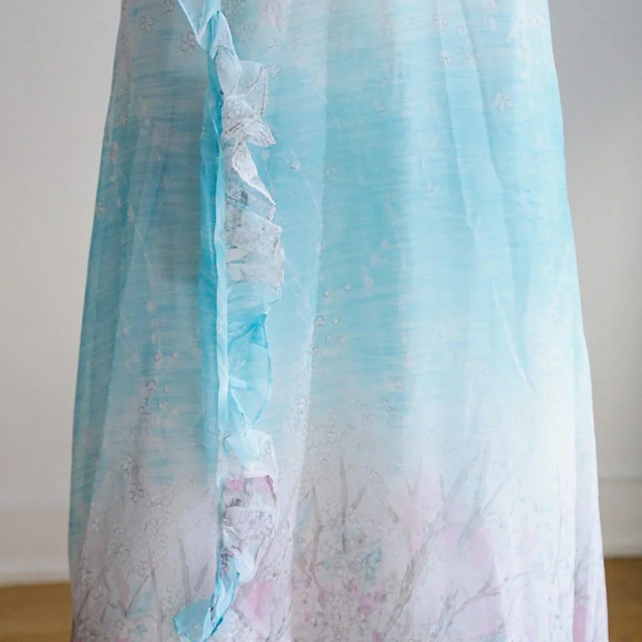 Cherry  Blossom Watercolour print Chiffon Dress - Picture 3 of 12